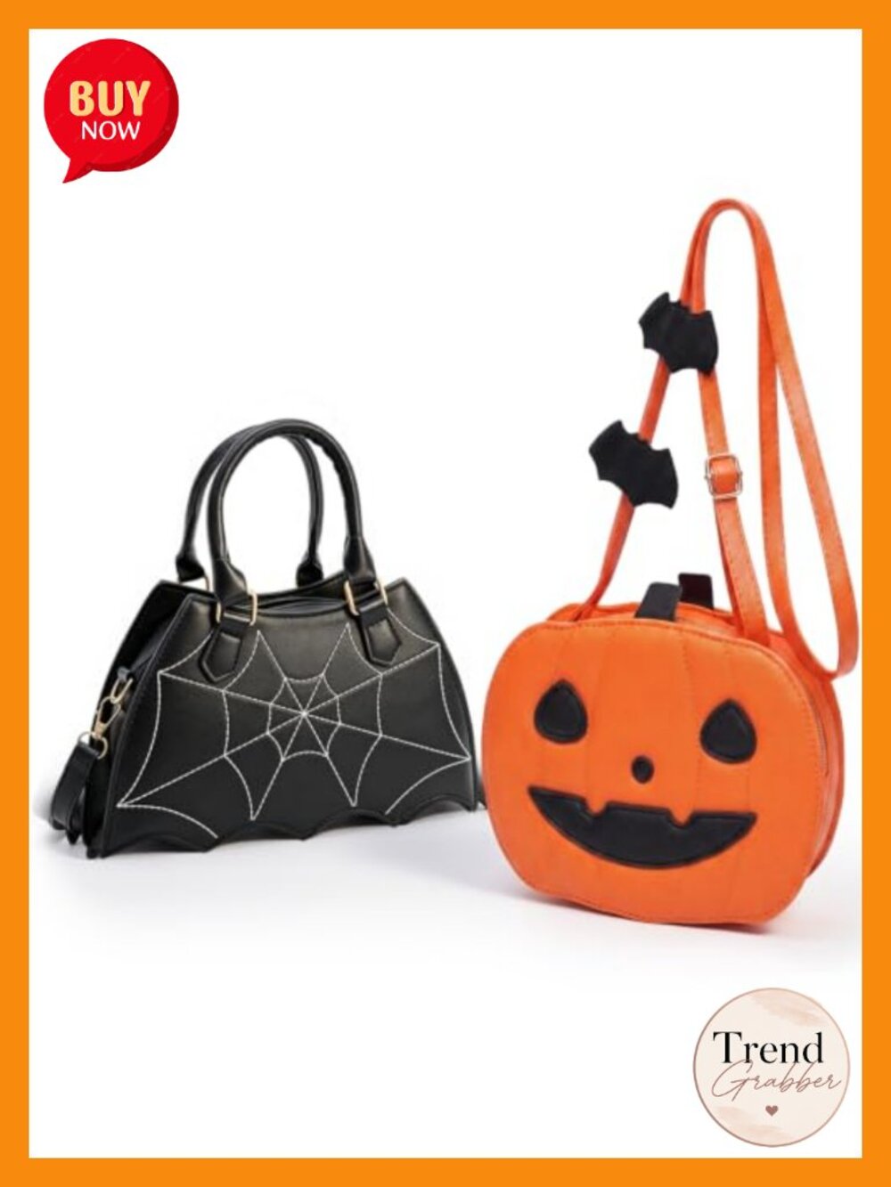 Halloween Purse Set for Women PU Leather Pumpkin and Bat Backpacks 2 Pack